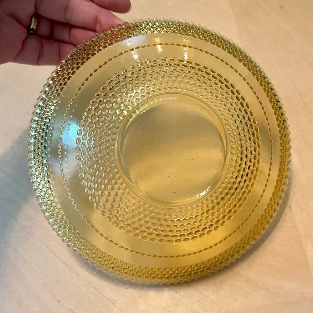 Vintage Amber Glass Cereal Desert Fruit Beaded Bullseye Bowl 6 1/2” X 2 1/8”